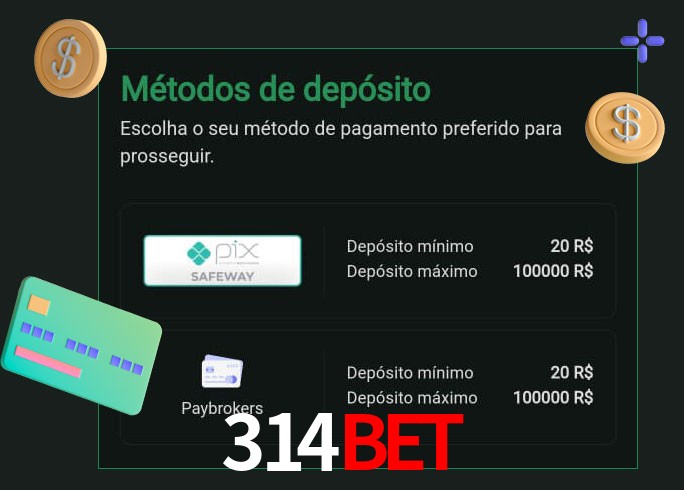 O cassino 314bet oferece uma grande variedade de métodos de pagamento